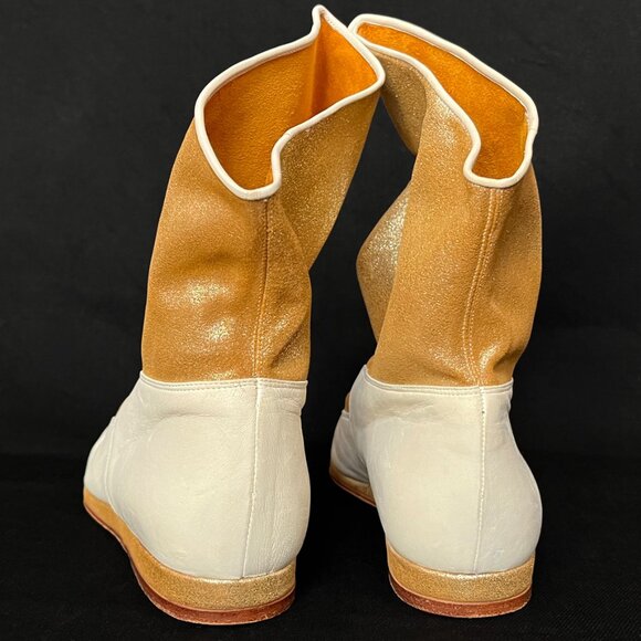 MAUD FRIZON VINTAGE GOLD & CREAM LEATHER DEMI BOOT - Picture 5 of 16